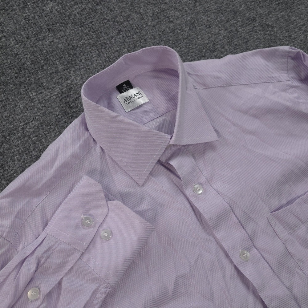 Armani Collezioni Shirt‎ Mens 16 34/35 Purple 100% Cotton Dress Business Office